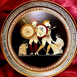 ANCIENT GREEK ‘WARRIORS’ VINTAGE COPPER WALL PLATE